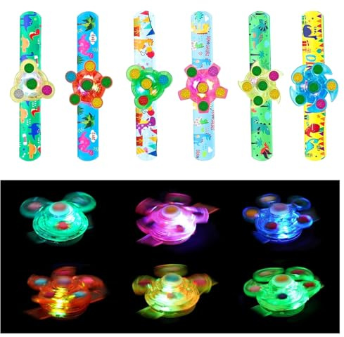 EKKONG Pulseras Luminosas 6 Piezas Pulsera Bofetada Pulseras Dinosaurios Niño Pulseras Fluorescentes para Fiestas Regalo para Cumpleaños, Halloween, Navidad