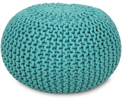 Amago home Sitzpouf Strickhocker Pouf Ø45 H30cm Bodenkissen Indoor Baumwolle nachhaltig recycelt Farbe Mint