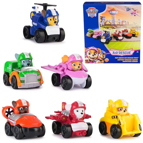 PAW Patrol: Air Rescue 6-teiliges Pup Squad Racers Spielzeugautos Geschenkset mit Chase, Marshall, Skye, Rubble, Rocky & Zuma, Kinderspielzeug für Jungen und Mädchen ab 3 Jahren