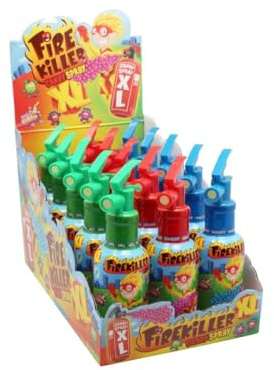 Sweet Flash Fire Killer XL Candy Spray Display - Saures Süßwaren-Spray in Feuerlöscheroptik - 15 Stück - Apfel-, Erdbeer-, oder Mix-Geschmack - XL Spray für Kinder