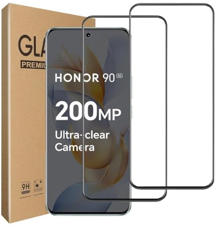 jonlineuk Pellicola protettiva in vetro temperato per Honor 90, compatibile con custodie, antigraffio, infrangibile, confezione da 2