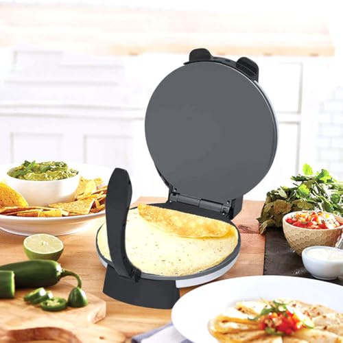 Máquina para hacer tortillas eléctrica de 12 '', máquina para hacer crepes antiadherente de acero inoxidable de 1500 W, con mango ajustable, máquina para hacer rollitos de primavera para panqueques