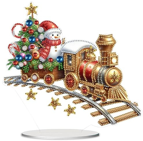 Dongcill Diamond Painting Weihnachten Tisch Deko | Weihnachtszug 5D Diamant Painting Tischdeko,DIY Diamant Painting Weihnachten Neu,Diamant Malerei Stehend Kunst Set