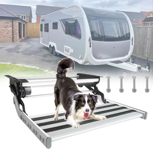Générique Marchepied électrique/Manuel pour Camping-Car, marchepieds d'entrée Pliables pour Camping-Car, escalier de Camping-Car Robuste Pliable, marches antidérapantes, 2 marches (manuelles) LED