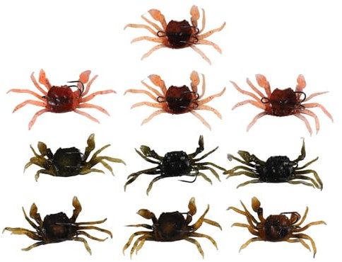 melairo 10 Pcs Crab Bait, 3D Simulation Crab Soft Bait with Pointed Hook, Sea Fish Bait Buckle, Sea Fish Fishing Tackle Tools