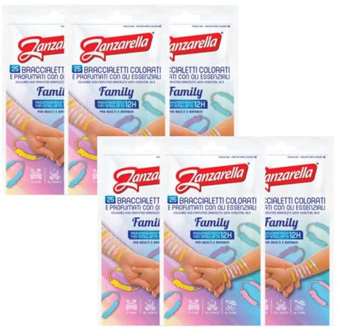 Zanzarella Braccialetti Antizanzare Per Bambini e Adulti In Silicone Atossico A Base Di Oli Essenziali A Lunga Durata (Sport, 6 Unità)