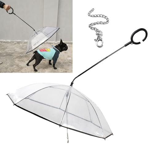 Hunde Regenschirm Kleine Hundeschirme für Kleine und Mittelgroße Hunderassen, Durchsichtiger Haustier-Katzenwelpenschirm mit Verstellbarer Länge, Hundeschirme Halten Hunde Beim Spazierengehen im Regen
