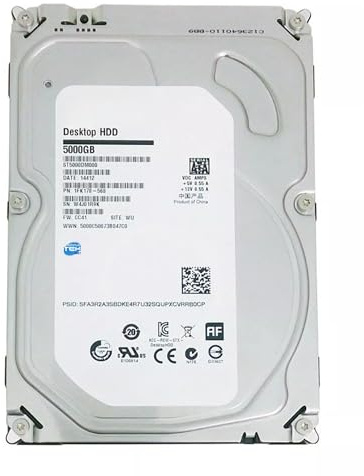 SIMPLETEK - 3,5 SATA Desktop HDD mit 5TB | 128MB Cache 5900RPM | Festplatte für Server, NAS, DVR und PC (ST5000DM000) (Generalüberholt)