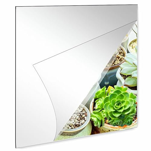 happygo Wall Mirror Self Adhesive Mirrors High Clear Mirrors Anti shatter wall mounted mirror sticker Self Adhesive Mirror Tiles (30 x 30cm),Non Glass High Definition Flexible Frameless,Removable