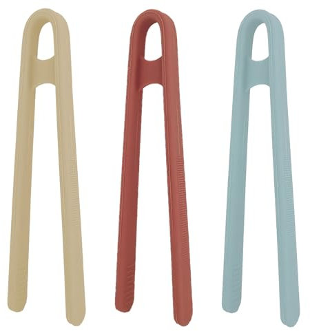 3 Pcs Silicone Trivet Tongs, Mini Cooking Tong, Small Serving Food Tong, Colorful Serving Kitchen Grippers, 3 Colors Food Tongs with Silicone Tips for BBQ Appetizers Popcorn Candy
