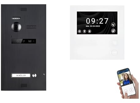 Balter by SCHUTZER Video Türsprechanlage EVO-HD-MINI Komplettsystem für 1-Familienhaus mit 4,3 Schwarz mit WiFi