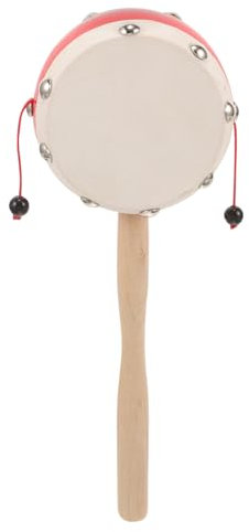 ERINGOGO Holzrasseltrommel Handrasselspielzeug Aus Natürlichem Schaffell Mulitfunktionale Babyrassel Für Neugeborene Und Kleinkinder Sensorisches Musikspielzeug Für Babys Und Kleinkinder