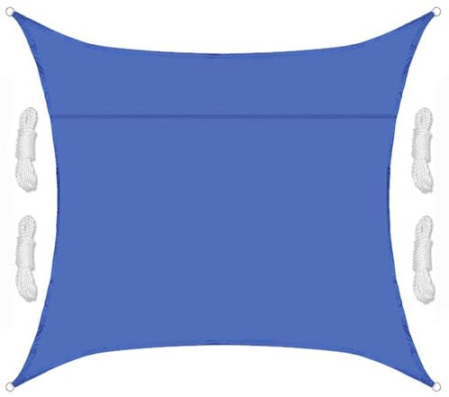 Generico Tenda a Vela 5x5m Impermeabile con Corda, Vela ombreggiante Quadrato in Tessuto Oxford 160 g/m², Tenda Ombreggiante Protezione UV 98% per Esterno Giardino Terrazza(Dark Blue)