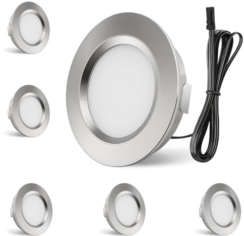 6er Set 12V LED Einbaustrahler 3,5W 4000K Naturweiß Möbel Einbaustrahler flach Bohrloch 55-58mm 14mm Ultra Flache Möbeleinbauleuchte IP44