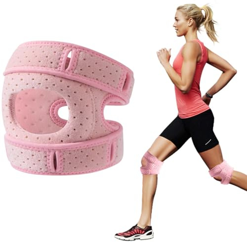 Rylae Rodilleras Menisco y Ligamento, Rodilleras Ajustables Soporte de Rodilla, Rodillera Deportiva Mujeres y Hombres, para Caminar, Correr y Aliviar el Dolor de Articulaciones (Rosa)