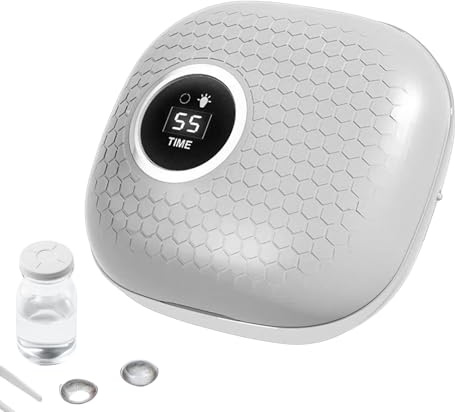 Estuche limpiador de lentes de contacto, máquina portátil de limpieza de lentes de contacto con espejo y LED, dispositivo de limpieza recargable para el cuidado de la visión diaria para viajes