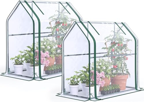 Quictent Mini-Gewächshaus, tragbar, schnell aufzubauen, kleine Tischplatte, wasserdicht, UV-geschützt, PVC-Abdeckung, Unterstand für den Innen- und Außenbereich, mit erhöhtem Boden für Gartenpflanzen