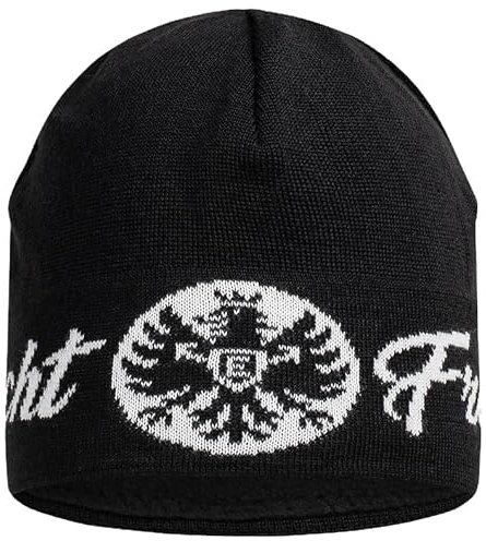 Eintracht Frankfurt Wintermütze, Schwarz, Fleece-Gefüttert, One Size, mit Adler Logo, 50% Wolle/50% PAC/PES, für Fußball Fans