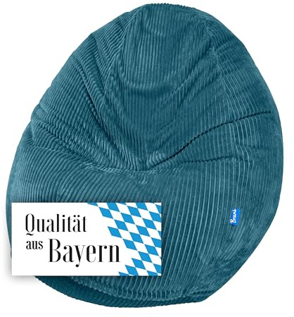 Bruni Classico Cord S in Petrol – Kinder-Sitzsack für drinnen mit Füllung, Indoor-Sitzsack aus Deutschland