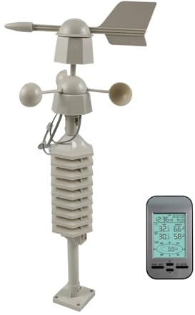 FUBESK Stazione meteo digitale wireless con anemometro remoto 433 MHz per display di direzione dell'umidità della temperatura interna esterna
