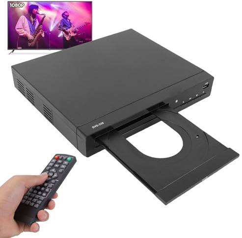 XUMIUZIY All Region HDMI DVD Player for TV, 1080P HD Compact CD/DVD Player for Smart TV, USB Port, with HDMI/Audio Cable and Remote Control, Plays All Region DVDs & Multi Formats (1080P)