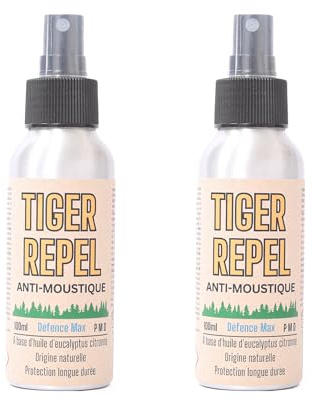 Defence Max - Tiger Repel Multi x 2 | Spray Anti-Moustiques Tropical | Répulsif avec Citriodiol & Lavande | Flacon Aluminium Éco-Responsable | Protection Durable pour Adultes et Extérieur | Sans DEET