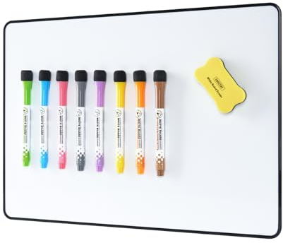 A3 Magnetic Whiteboard with Pens and Erasers | Double Sided Dry Wipe Whiteboard, Smooth Writing, Suitable Kids School Home Office Classroom Remote Learning
