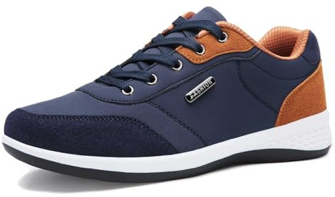 Zapatillas Deportivas Casuales Hombre Cuero Cordones Exteriores Sneakers Elegantes (Blue, 47)
