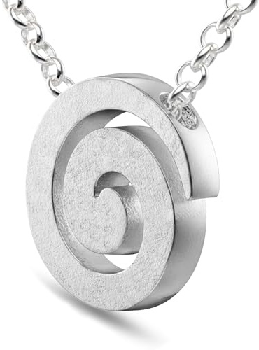 Vinani Spirale Anhänger gebürstet mit Erbskette aus 925 Silber Kette ASR-T | Eleganter Spiralen-Anhänger aus 925 Sterling Silber, gebürstet, nickelfrei und anlaufgeschützt, mit Erbskette.