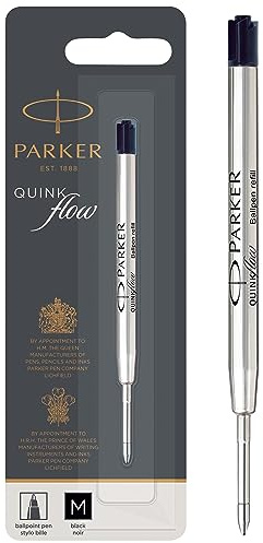 Parker Ballpoint Pen Refill | Medium Tip | Black QUINKflow Ink | 1 Count