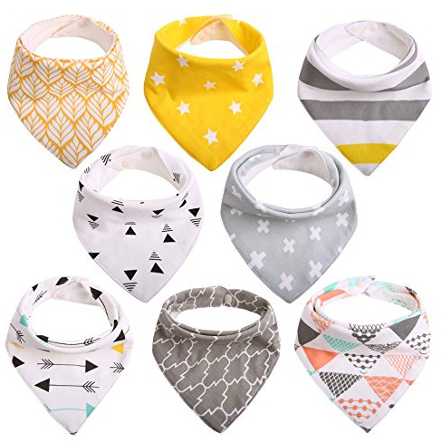 CITÉTOILE Baby Dreieckstuch Lätzchen Halstuch 8er Pack mit Druckknöpfen Baumwolle Weich Größenverstellbar Bestes Geschenk für Baby (3-24 Monate) (Modell 1)