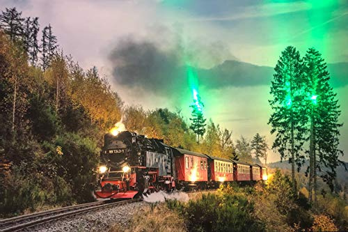 Samarkand - Lights LED-Bild mit Beleuchtung LED- Bilder Leinwandbild 65 x 45 cm Leuchtbild LOKOMOTIVE