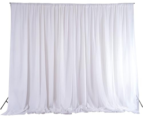 Trimming Shop Backdrop Curtain 3x3m Photography Curtains Detachable Smooth Ice Silk Pleated Backdrop for Stage Christmas Decor Party Wedding Birthday Bridal Shower Decoration, White