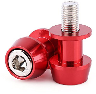 Aramox Deslizador de motocicleta Protección contra caídas, 8/10 mm Moto CNC Aleación de aluminio Brazo oscilante Carrete Deslizadores Soporte Basculante Bobinas 10 mm-Rojo