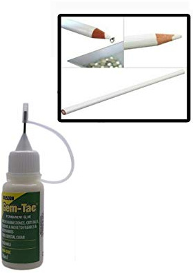 World of Sparkles Gem-Tac Kleber zum Auftragen von Kristall-Strasssteinen, Diamanten, Kunst- und Handwerksprojekten, Mode-Accessoires, Schmuckherstellung, 10 ml, mit 1 Wachspicker, Bleistift gratis