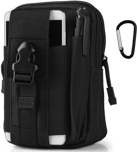 Lotisie Pratique Polyvalent Sac de Ceinture Molle Sac de Taille Tactique Sport Portefeuille Téléphone Portable Confortable Sac à Monnaie Noir