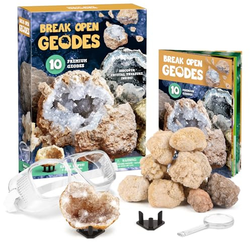 Geoden Zum Aufbrechen Set Kinder - Mit 10 Groß Geoden Steine - Experimentierkästen für Kinder 5 6 7 - Wissenschaftsspielzeug Geschenke für Junge Mädchen 8 9 10 11 12 Jahre