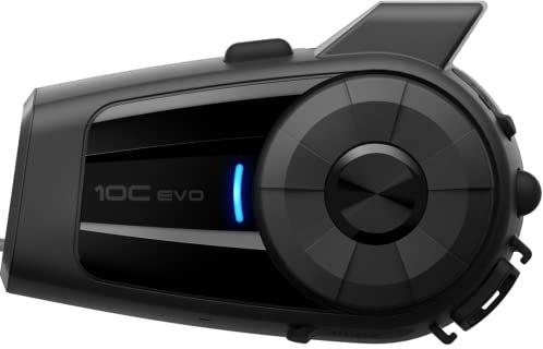 Sena Adult 10C EVO Motorcycle Bluetooth Communication/4K Camera Headset, Black, Single Pack w/HD Speakers