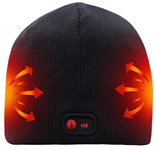 Svpro Beheizbare Mütze mit Akku,Wiederaufladbare Elektrische Beanie Hut mit 3 Wärmestufen,Herren Damen Warm Beheizte Schädelkappe Waschbar Dicke Strickmützen Wintermütze Mütze Heizung bis zu 3-7H