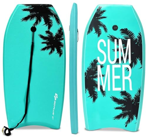 COSTWAY Tavola da Surf 33/37/41, Tavola Surf Bambini e Adulti in XPE, EPS e HDPE, Tavoletta Mare con Leash per Polso, Portata 85 kg (Turchese, M)