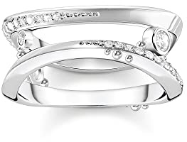 THOMAS SABO Ring Welle mit weißen Steinen 925 Sterlingsilber