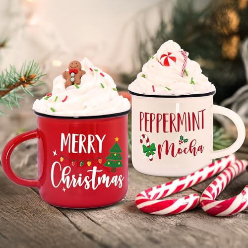 Weihnachtliches gestuftes Tablett Dekor mit künstlichem Schlagsahne-Becheraufsatz, Winterferien, Geschenke für Frauen, Xmas Pfefferminz, Lebkuchenmann, Tischaufsätze, Mini-Kaffeetassen, Dekoration