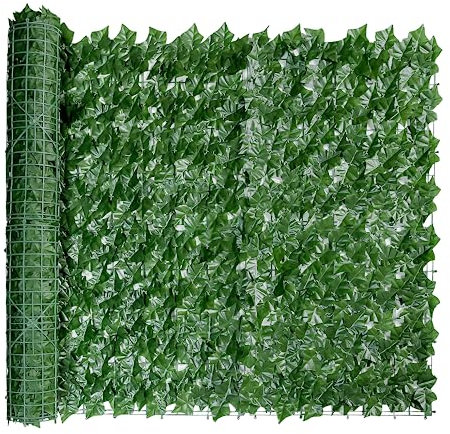 Artificial Ivy Privacy Fence Screening, 1m x 5m (3.28x16.4ft) UV Resistant Artificial Hedge Panel, Garden Fence Cover for Outdoor, Balcony & Patio Decoration, Durable Fake Plant Wall