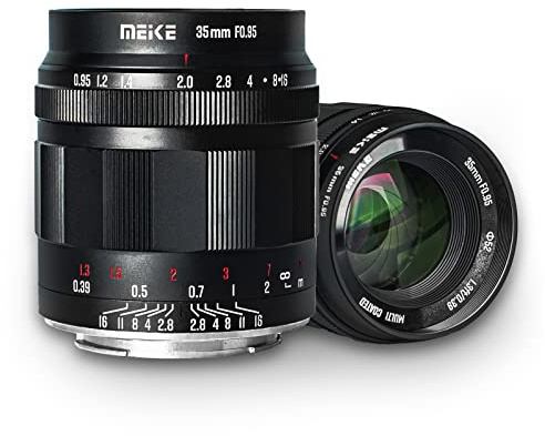 Meike 35mm f0.95 große Blende,manueller Fokus,Prime-Festobjektiv,APS-C,kompatibel mit spiegellosen Sony E-Mount Kameras NEX 3 3N NEX 5R NEX 6 7 A6600 A6400 A5000 A5100 A6000 A6500