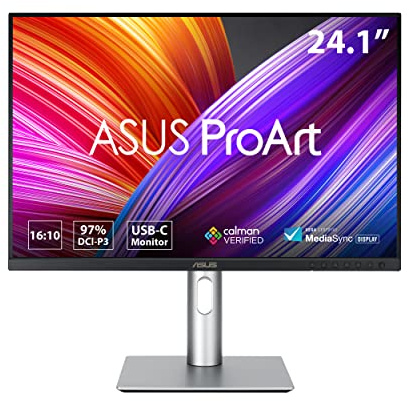 ASUS ProArt Display Monitor Profesional HDR de 24 Pulgadas (24 Pulgadas Visible) 16:10 (PA248CRV) - IPS, (1920 x 1200), 97% DCI-P3, ΔE < 2, verificado por Calman, USB-C PD 96W, DisplayPort, Cadena de