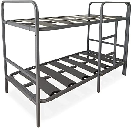 DUÉRMETE ONLINE - Lit superposé renforcé Complet avec Garde-Corps et échelle métallique - Structure de 40 x 30 mm avec Lattes Larges, Gris, 90 x 190 cm