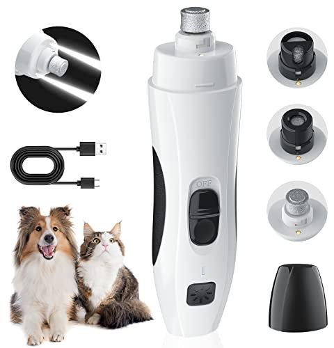 PcEoTllar Krallenschleifer für Hunde mit Licht, 2-Geschwindigkeiten Nagelfeile Hundekrallen Elektrisch Leise Wiederaufladbare Pfotenpflege Nagelknipser für Kleine Mittelgroße Hunde & Katzen