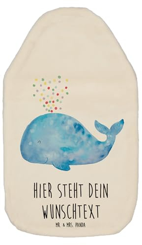 Mr. & Mrs. Panda Bedruckte Wärmflasche Wal Konfetti - Weiß