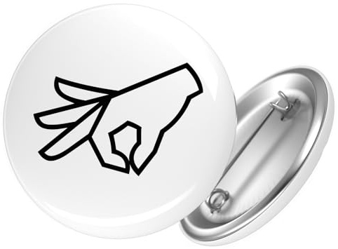 Huuraa Button Reingeguckt Hand 25mm rund mit Sicherheitsnadel Ansteckbutton Geschenkidee
