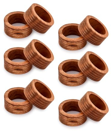 NIRMAN Napkin Ring Acacia Wood Set of 12, Wooden Napkin Rings Artisan Crafted in India, Tabletop Decor